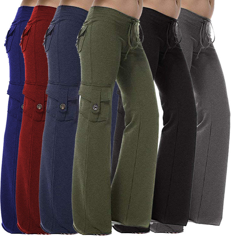 Women's flared pants with multiple pockets