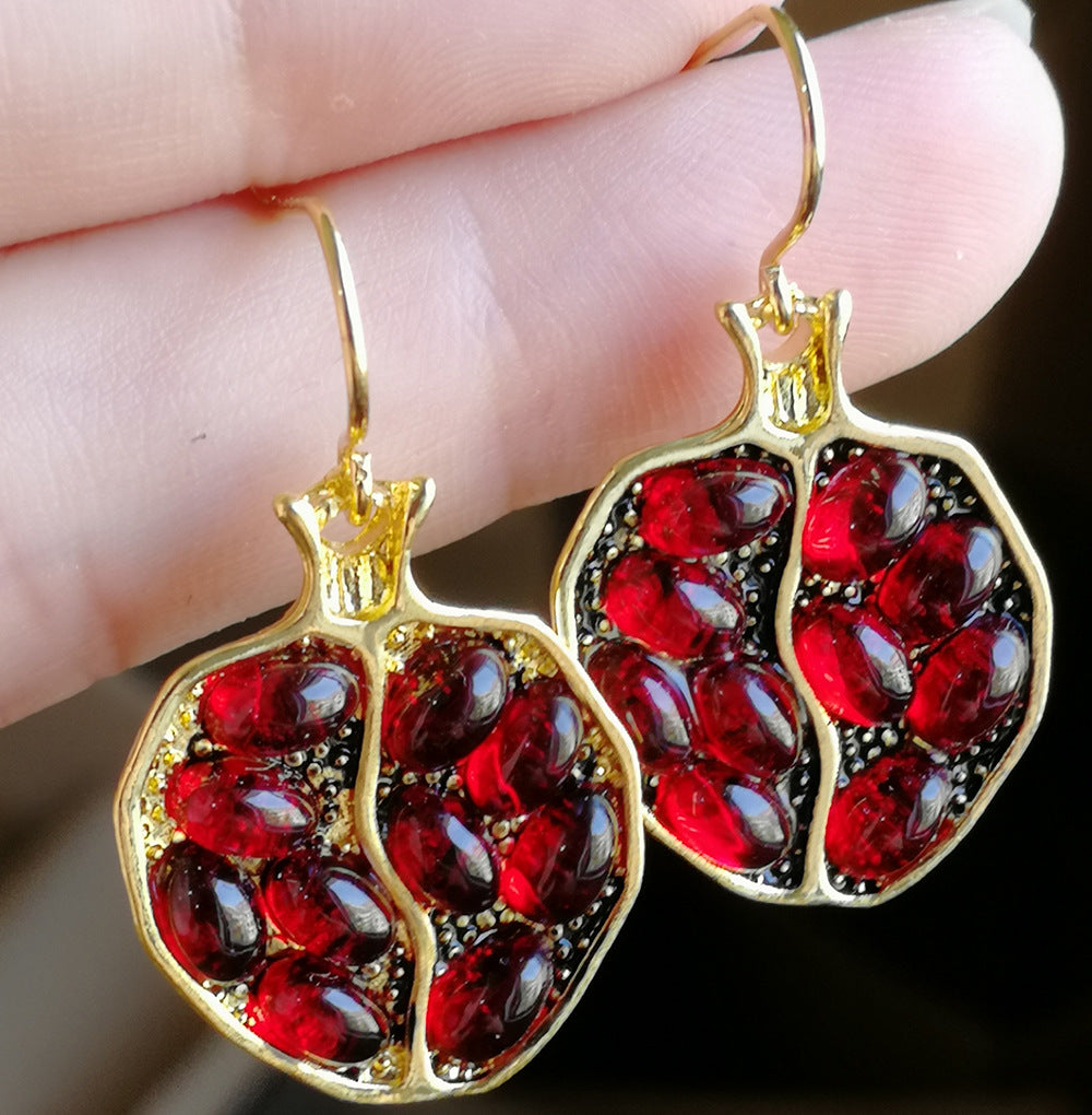 Juicy Pomegranate Gold Earrings