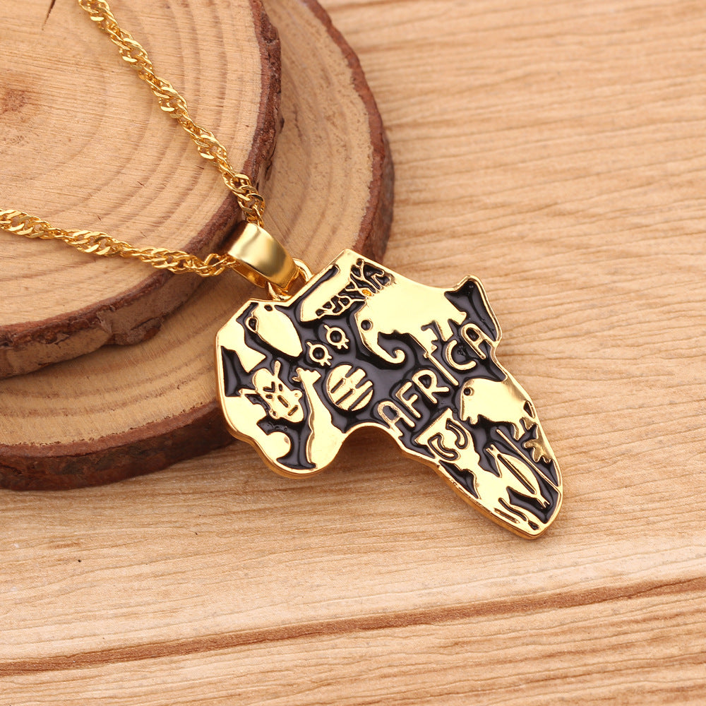 Necklace of geographical maps of the world country necklace