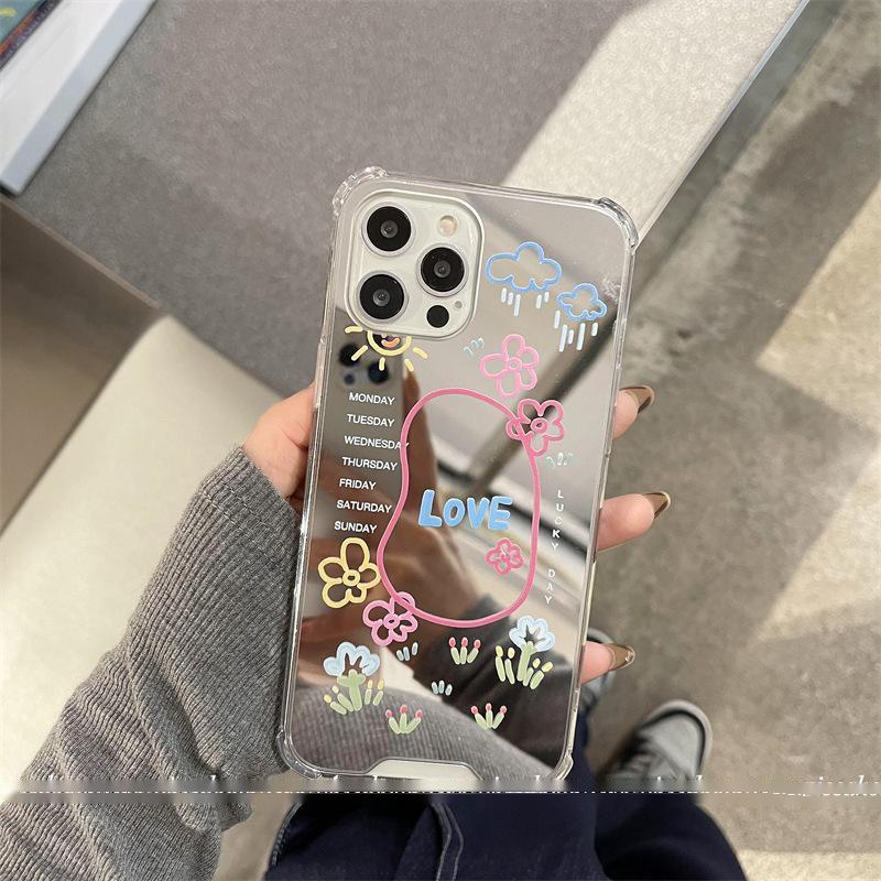 Mirror Graffiti Small Flower Phone Case