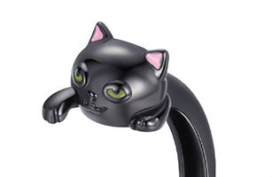 Electroplated Creative Black Cat Open Ring For Men And Women