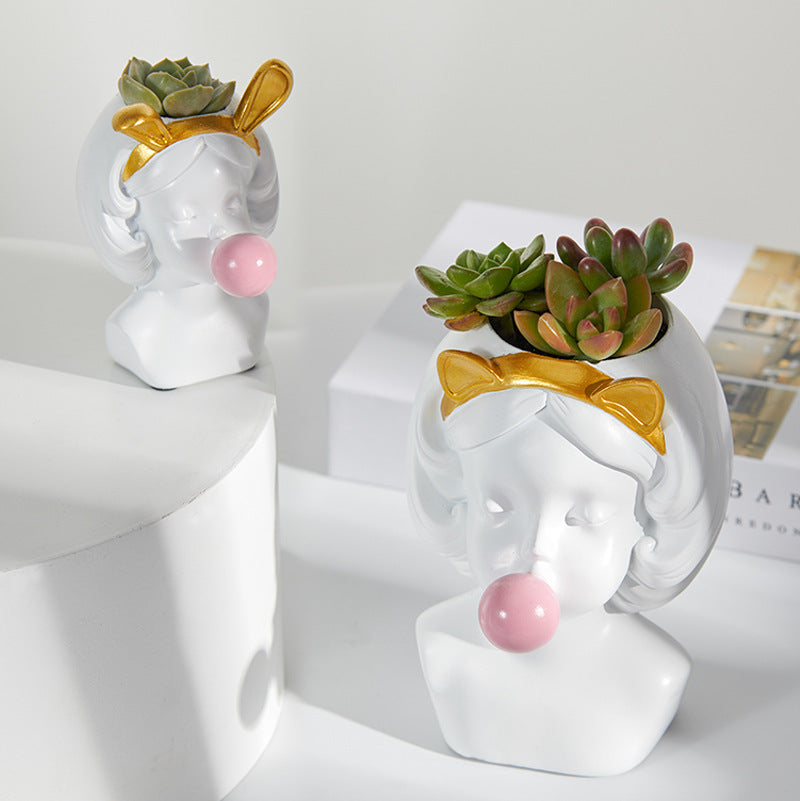 Succulent plant pot interior decoration flower pot Bubble Girl (Bunny)(cat)