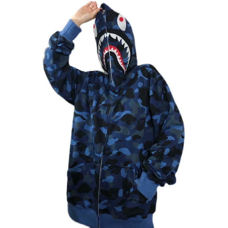 Bathing  Shark Camo Zip Up hoodies Color Camo Shark Wide Full Zip ape design