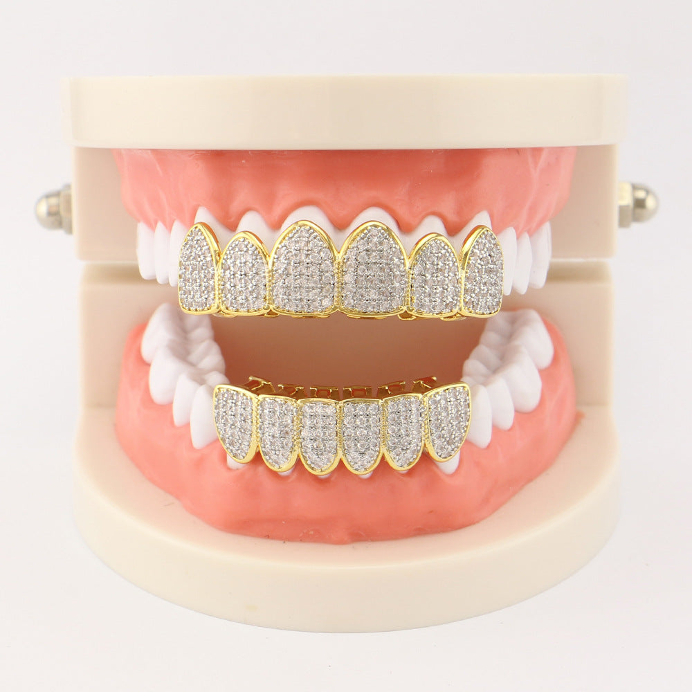 Micro-set zircon hip hop gold braces