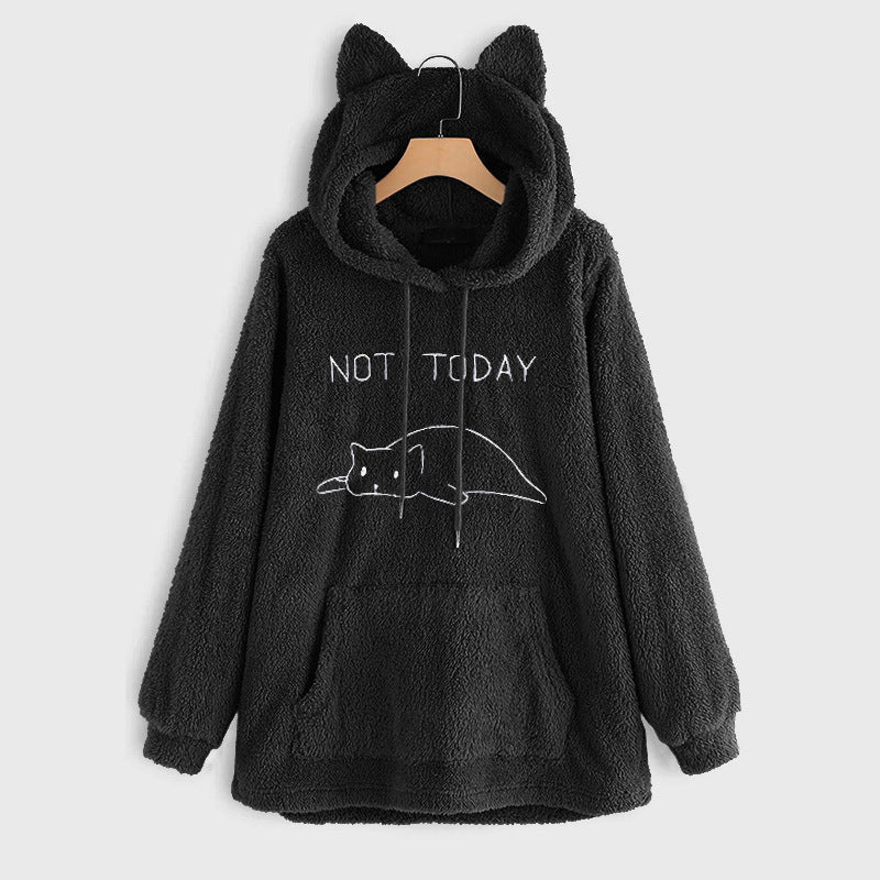 Not Today Funny Cat Mens Women Sweatshirt Hoodie cat ear