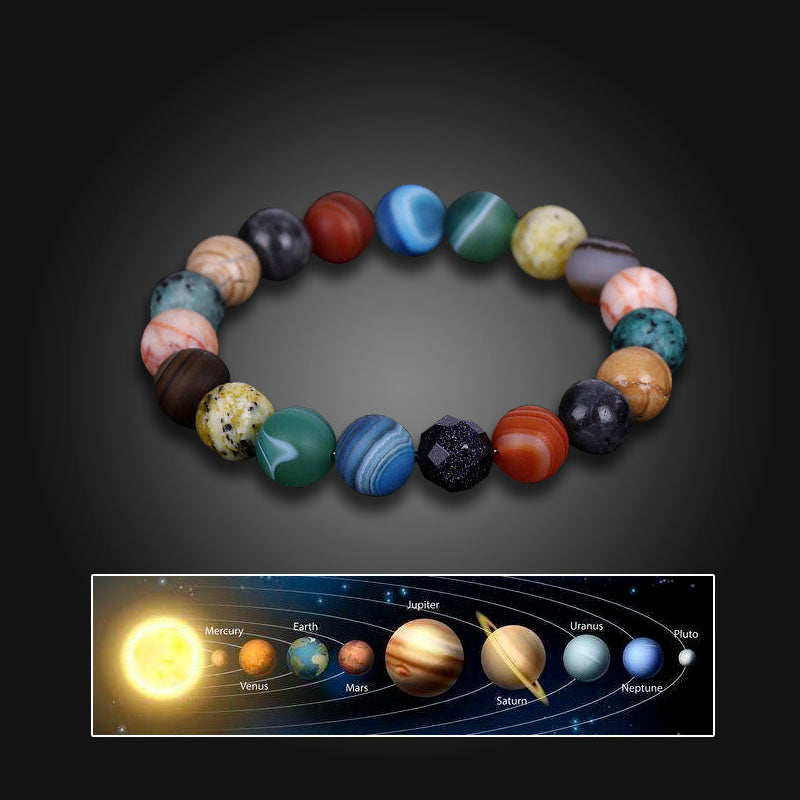 Solar System Eight Stone Planet Bracelet Planets Natural Stone Mala Bead Strand Bracelet For Men Women Handmade Universe Solar Chakra Bracelet Jewelry planet bracelet