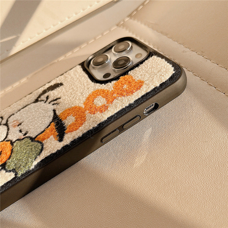 Plush Embroidery Puppy Autumn And Winter Cartoon Phone Case