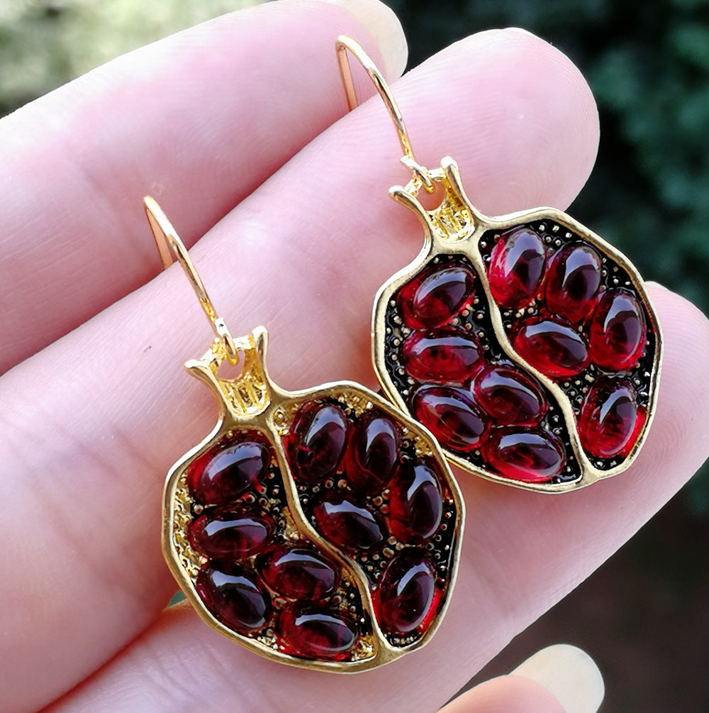 Juicy Pomegranate Gold Earrings