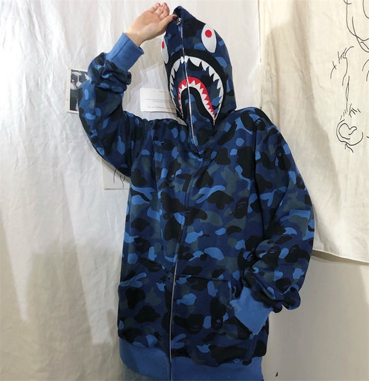 Bathing  Shark Camo Zip Up hoodies Color Camo Shark Wide Full Zip ape design