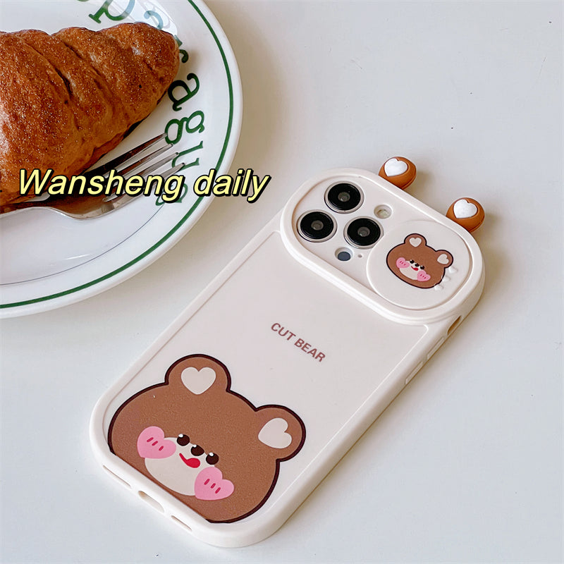 Super Cute Cartoon Cute Little Animal Push And Pull Lens Mobile Phone Case