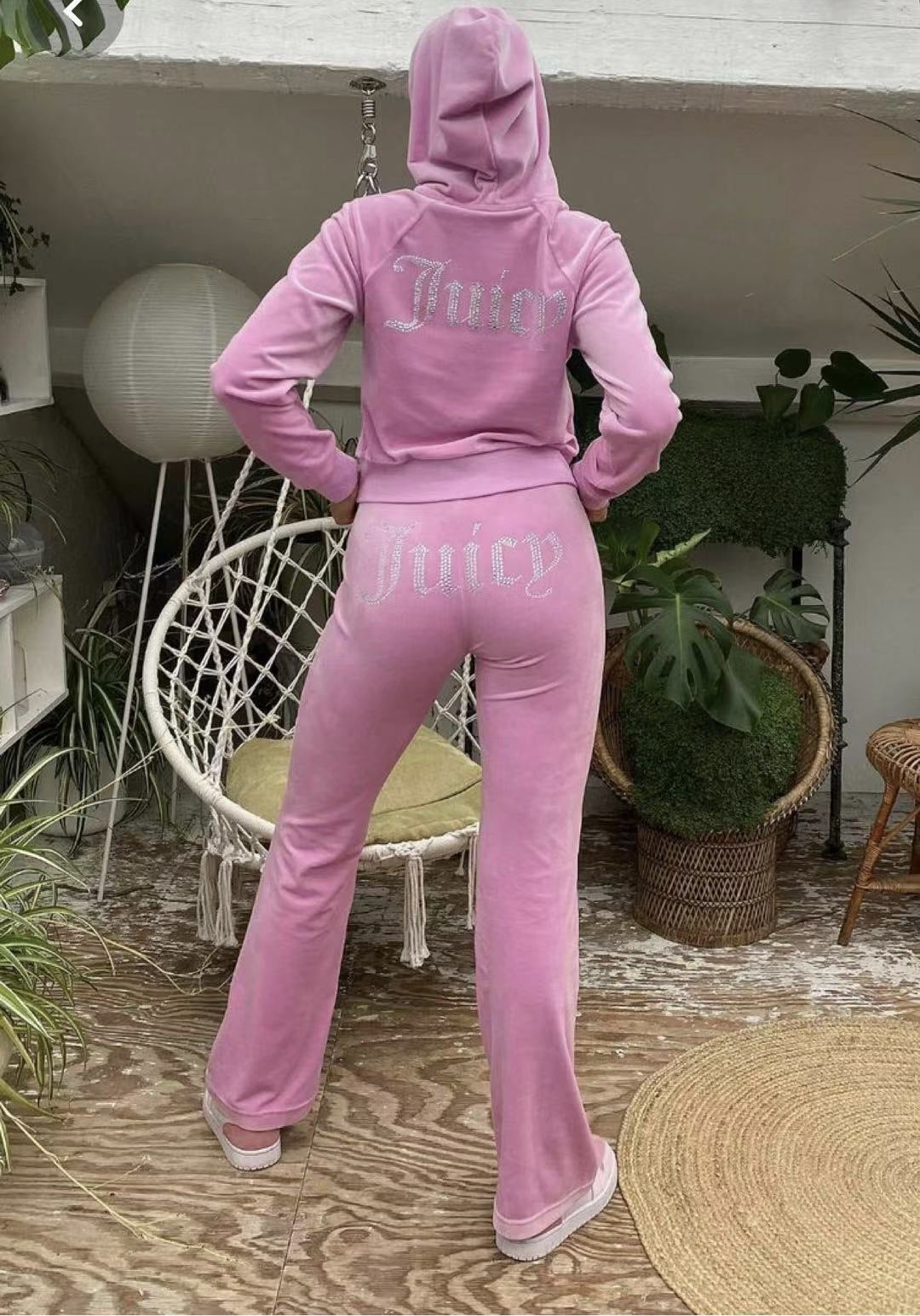 JUICY Tracksuit Women Sweatsuit Velvet Tracksuit Y2K Streetwear Jogging Workout Outfit-Sets