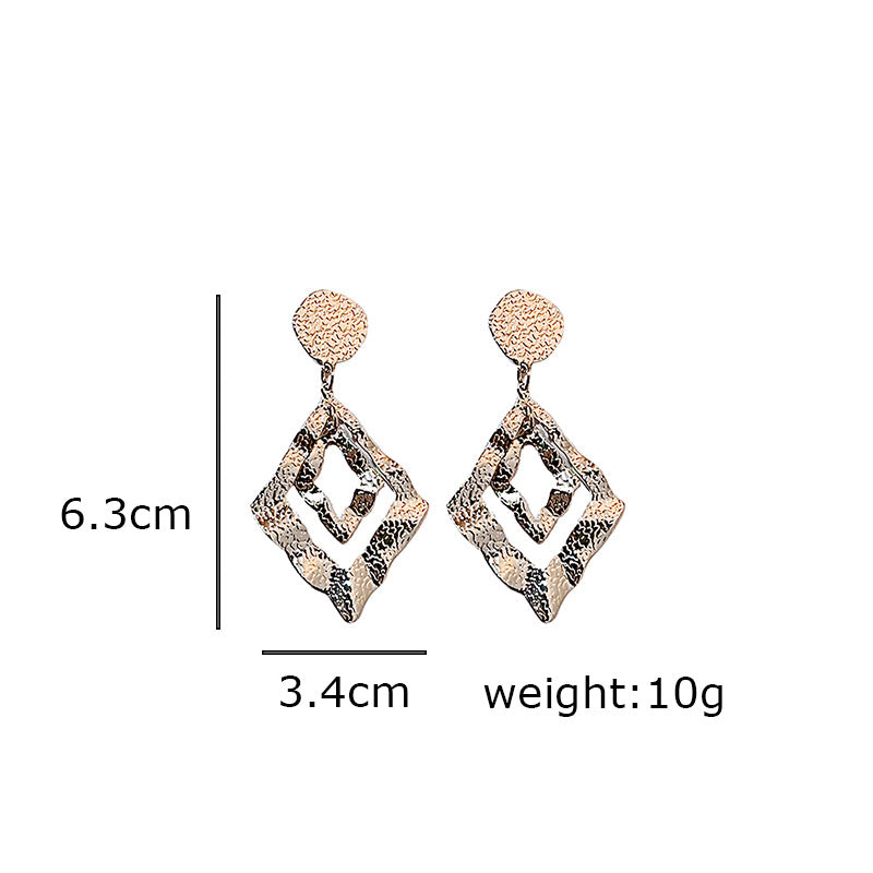 Irregular Embossed Diamond Retro Punk Fabulous Personality Earrings