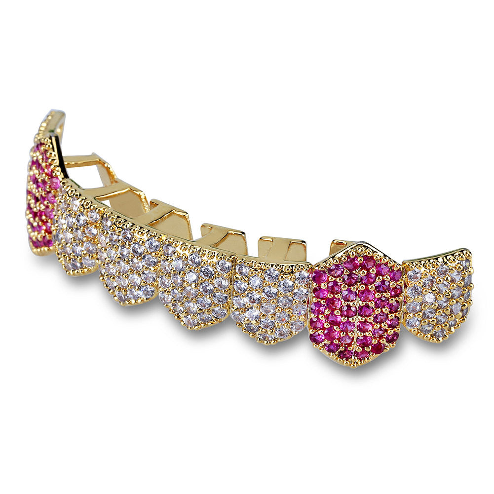 Gold braces with zircon inlay