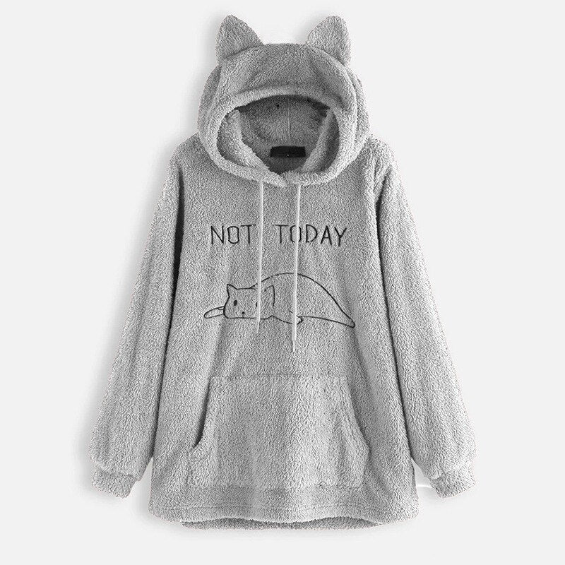 Not Today Funny Cat Mens Women Sweatshirt Hoodie cat ear