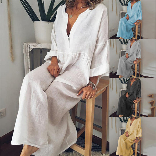 Loose Long Dress Women linen elegant