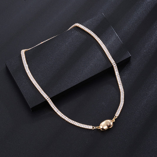 Ladies 14K Real Gold European And American Temperament Female Retro Clavicle Chain