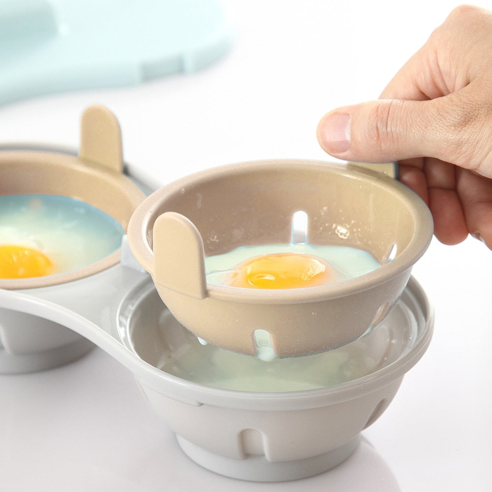 1Pc Egg Poachers Perfectly Cooked Egg Boiler Cup Egg Skillet Kitchen Steamed Egg Set Double Cooking Tools Microwave Ovens