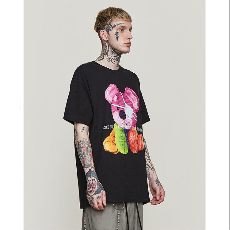 Cartoon bear print t-shirt