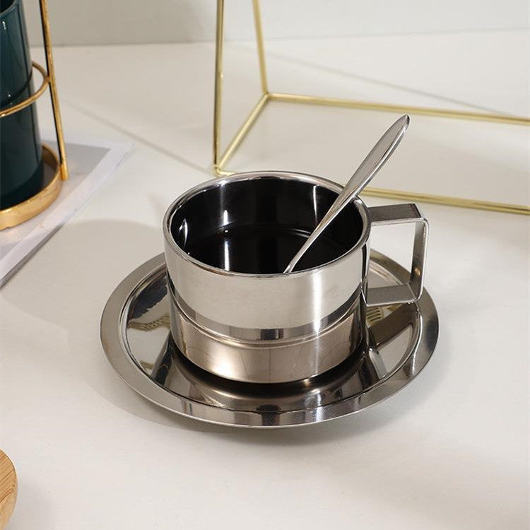 Stainless Steel Coffee Set Suit 4 set of spoon, cup and saucer