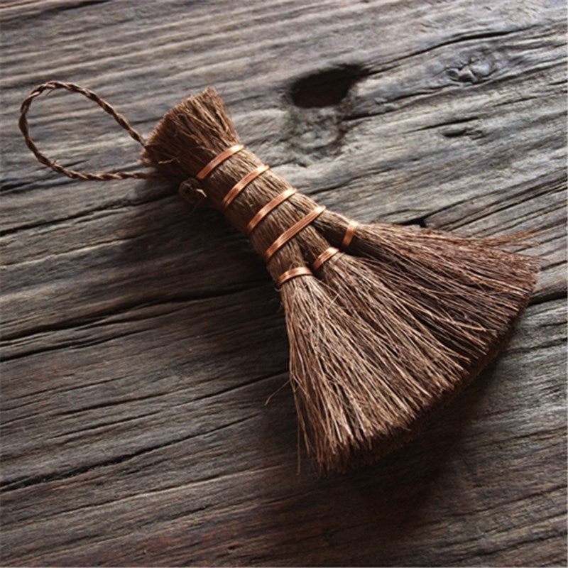 Hand-woven brown hair broom