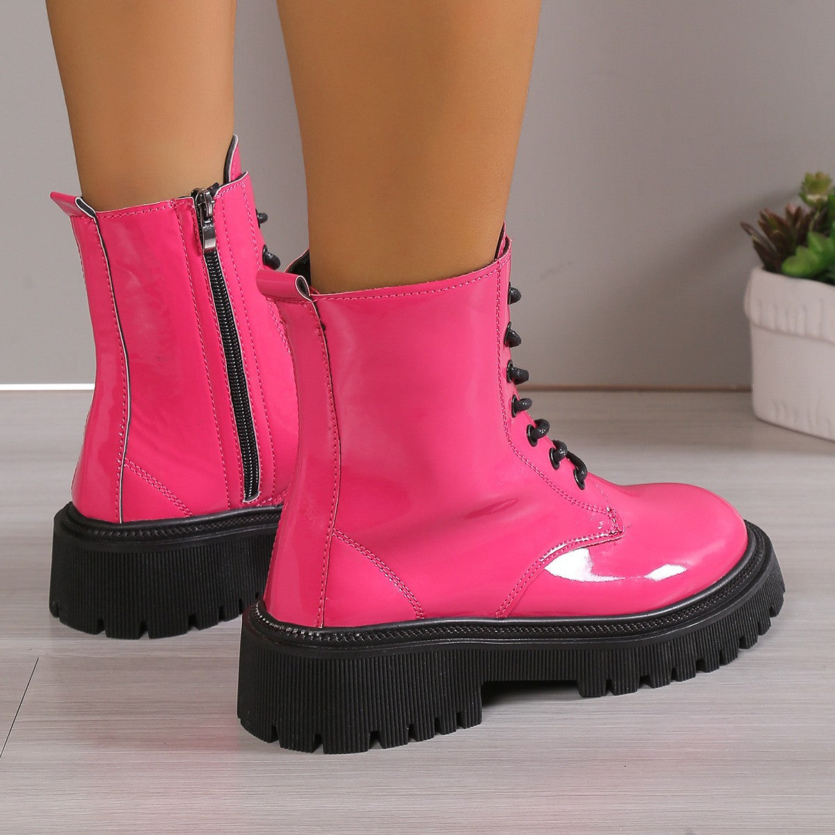 Dr Martens Jadon platform 8 eye boots in thrift pink pisa leather