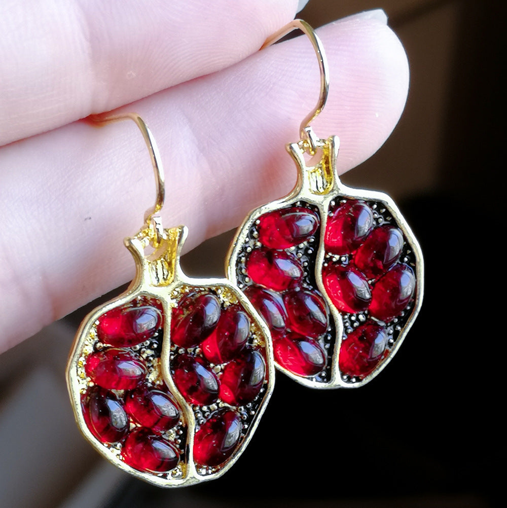 Juicy Pomegranate Gold Earrings