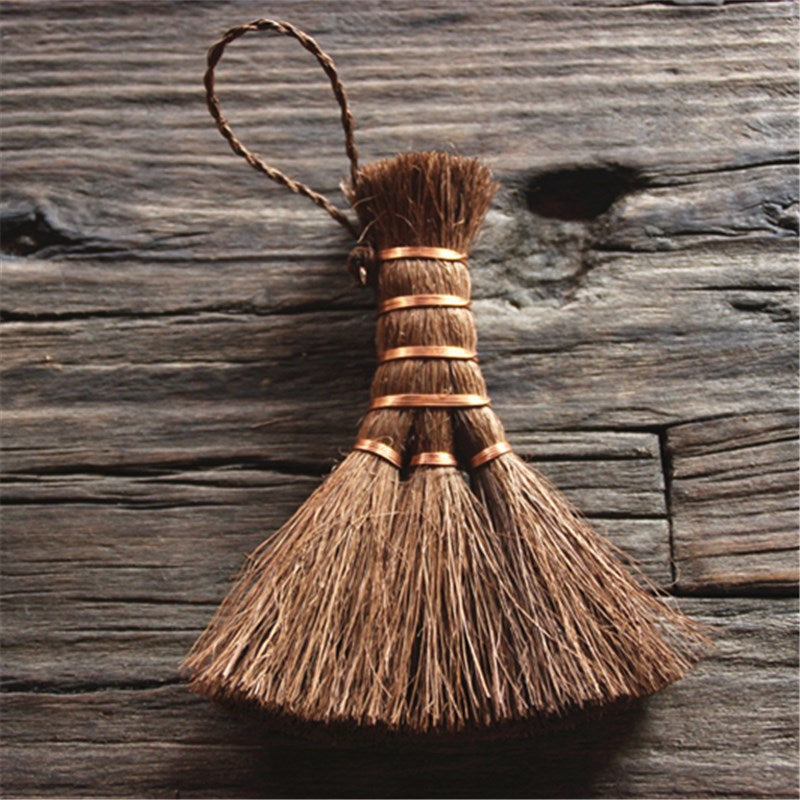 Hand-woven brown hair broom