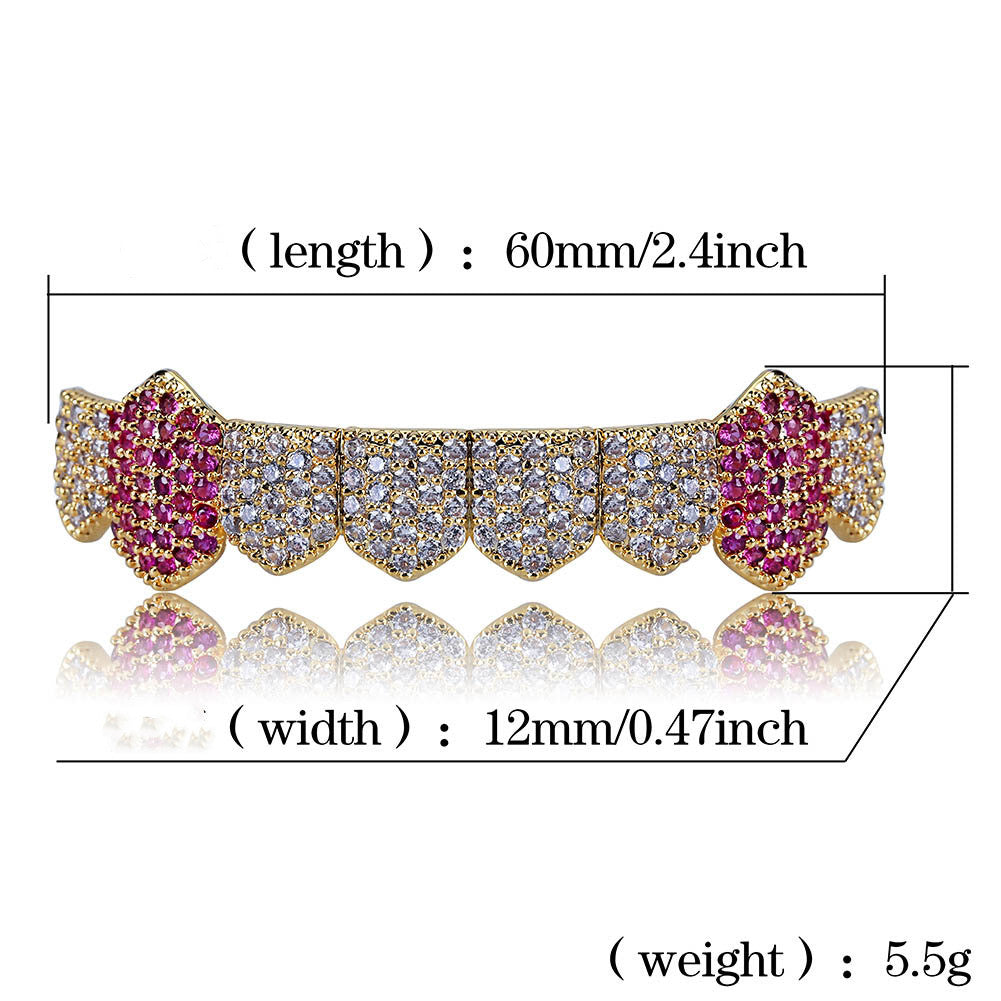 Gold braces with zircon inlay