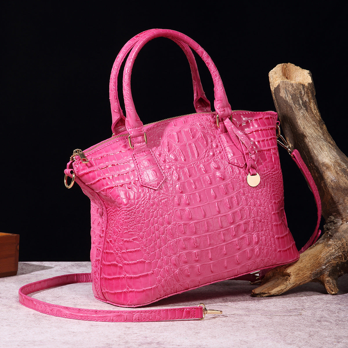 Women's Retro Crocodile Pattern Portable Messenger Bag