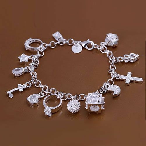 925 Silver Fashion Thirteen Hanging Bracelets