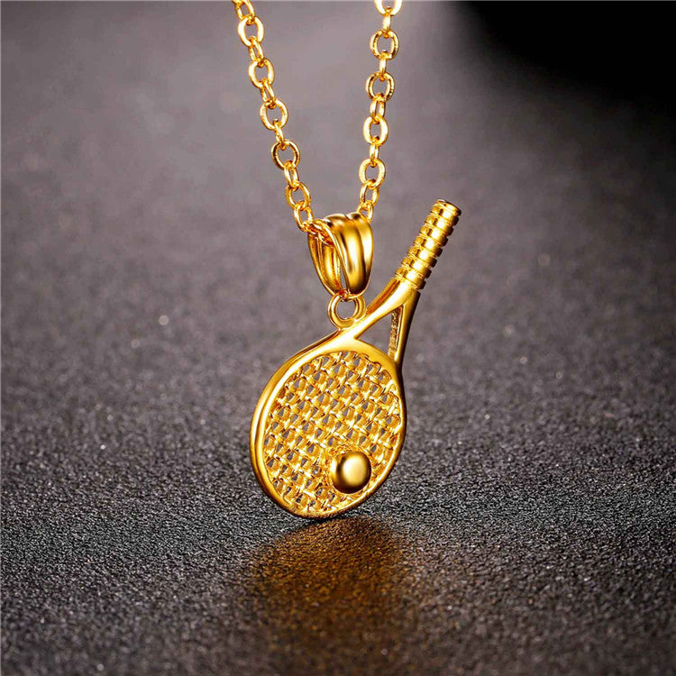 Stainless steel jewelry tennis racket necklace pendant