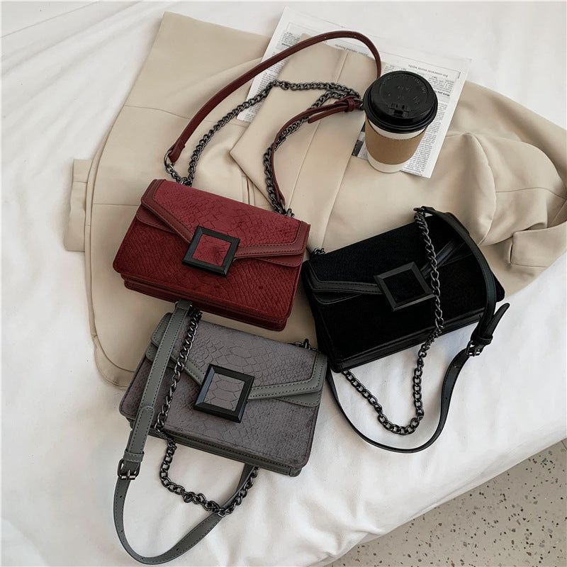 Square Crossbody Bag New High-quality Matte Leather Women's Designer Handbag snake pattern