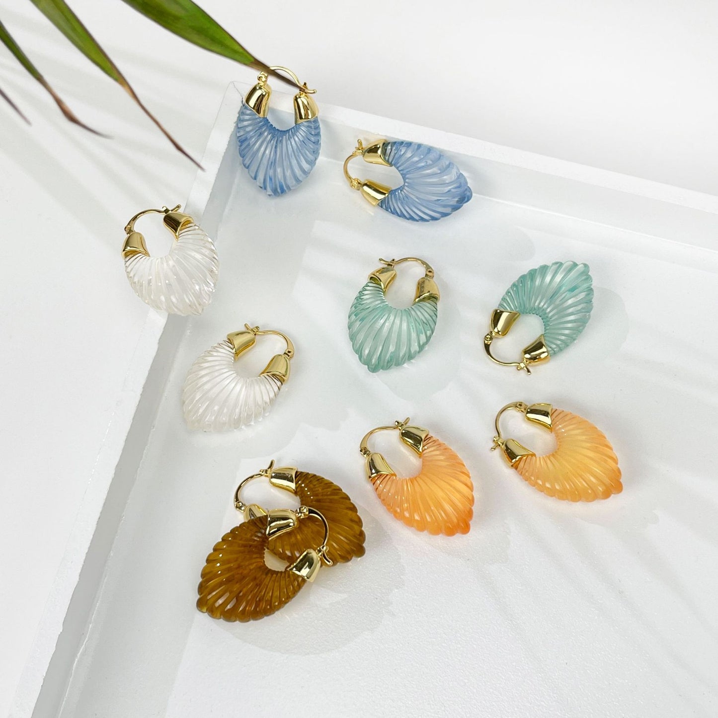 Hong Kong Style Female Earrings Exaggerated Amber Earrings