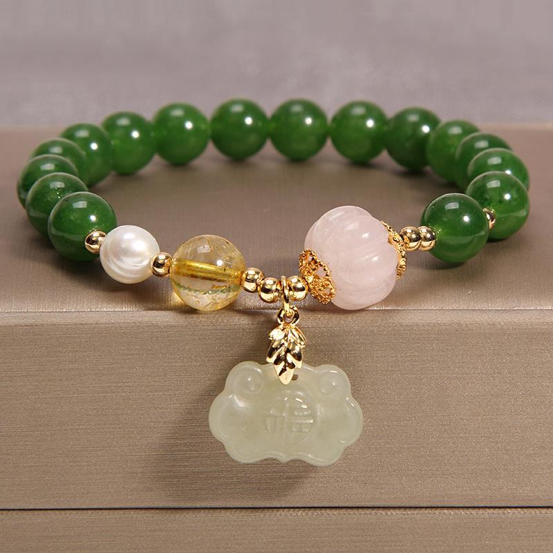 Small Design Women's Simple Jade Bracelet Pulsera Ágata y Loto – Forestière