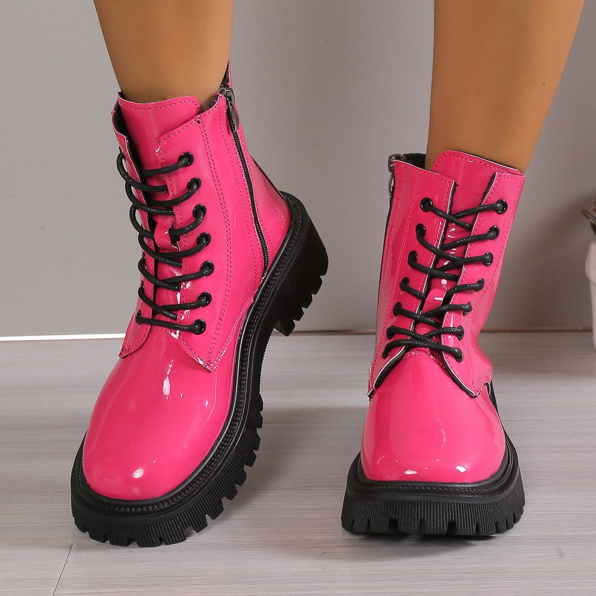 Dr Martens Jadon platform 8 eye boots in thrift pink pisa leather