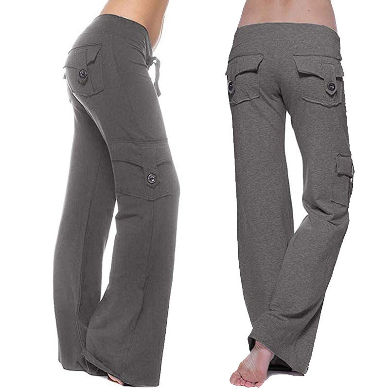 Women's flared pants with multiple pockets