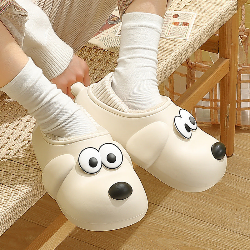 Cute Dog Shoes EVA Winter House Shoes Unisex Fuzzy Slippers