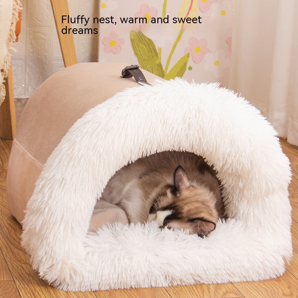 Spliced Portable Autumn and Winter Warm Dog House and Cat House Bed