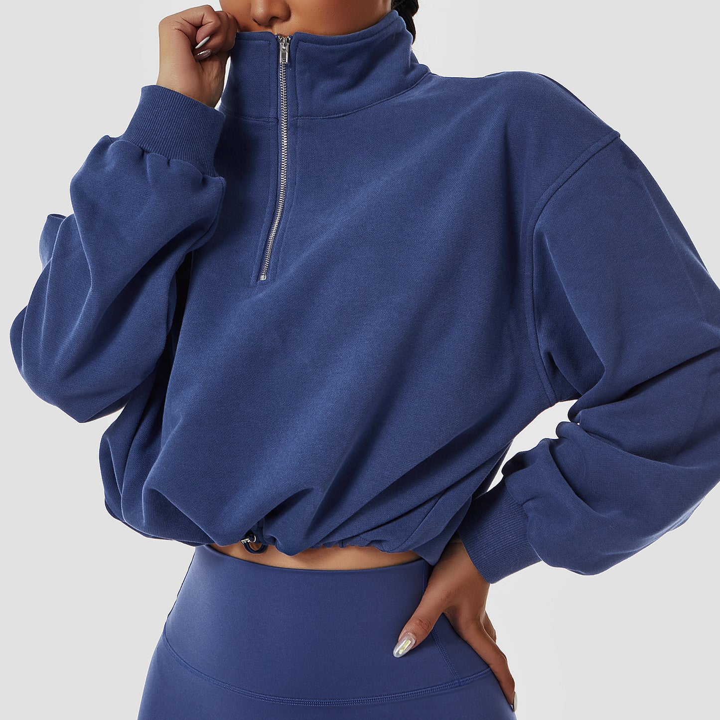 Pullover High Neck Fitness Sports Sweatshirt For Women