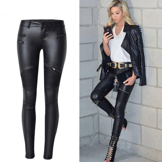 SLEEK-2 VEGAN MID TO HIGH-WAISTED ECO-LEATHER LEGGINGS