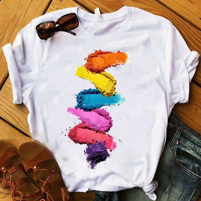 Nail polish print T-shirt nail-tech woman print t-shirt makeup