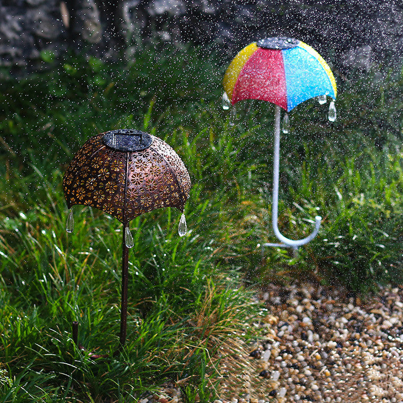 Solar Wrought Iron Umbrella Shape Projection Lamp