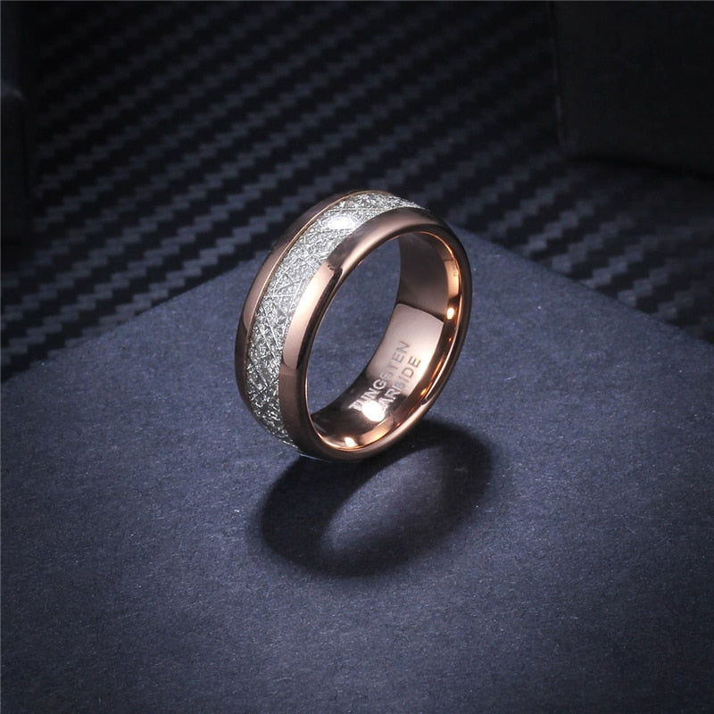 Rose Gold Meteorite her him wedding band