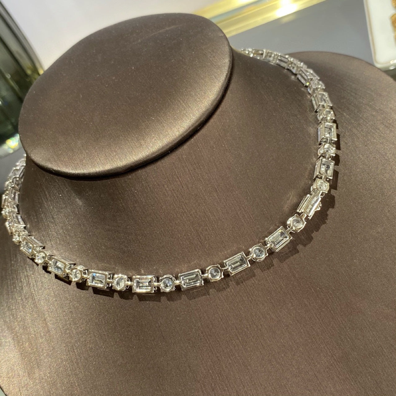 Moissanite Single Row Full Of Diamond Collarbone Chain Women