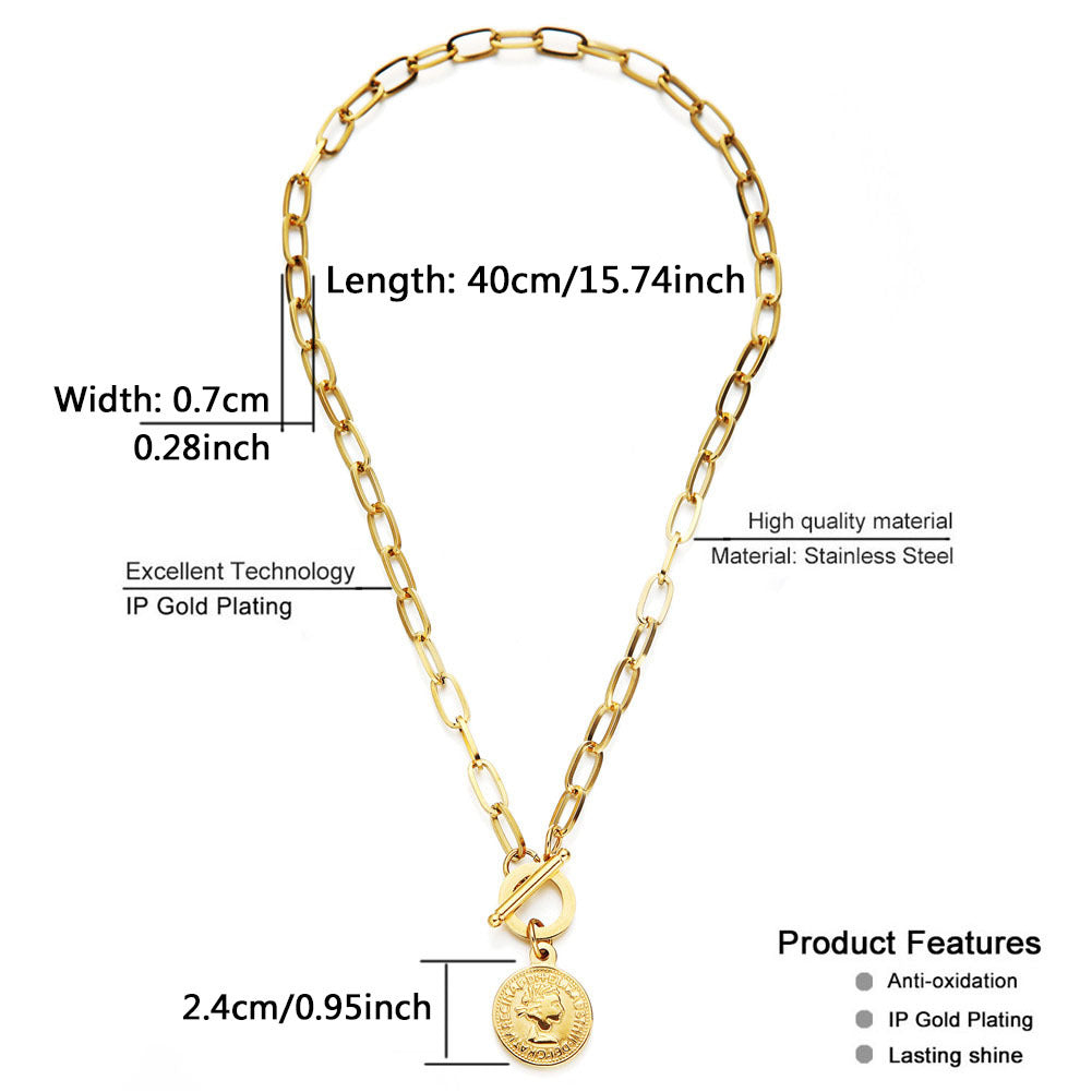 Square Toggle Necklace Women's Stainless Steel Tifan styles