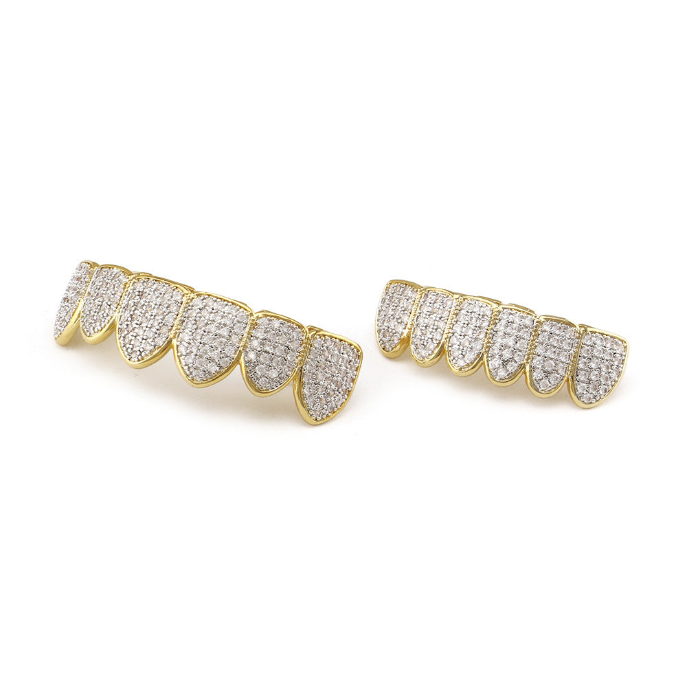 Micro-set zircon hip hop gold braces