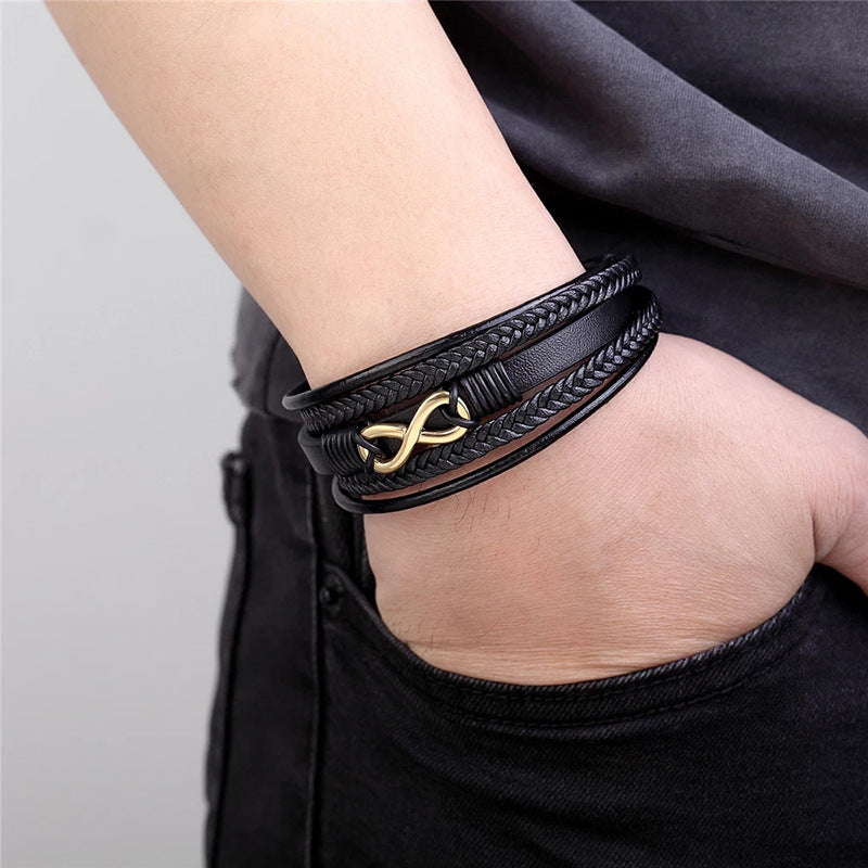 Pulsera de cuero 'Infini' para hombre