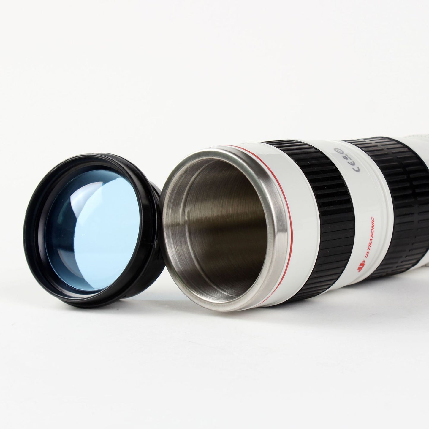 Caniam Camera Lens EF 70-200mm White Travel Thermous Mug - Looks like Canon