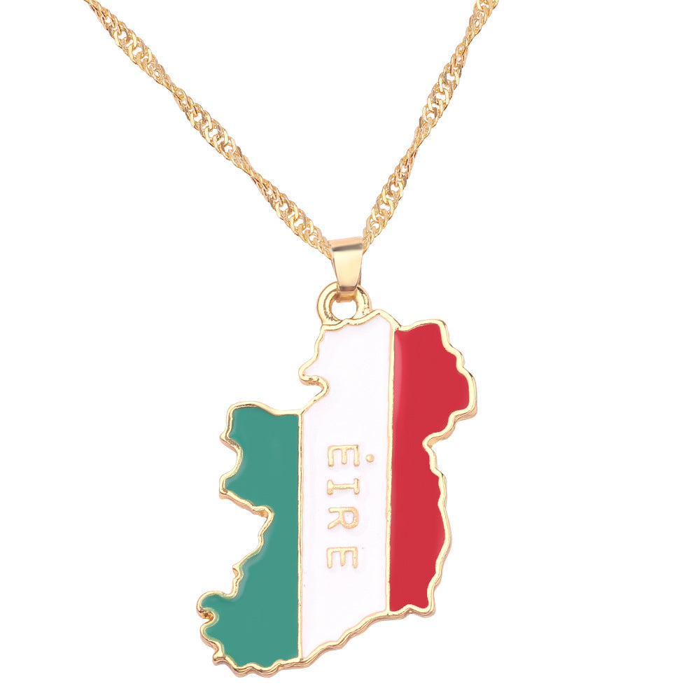 Necklace of geographical maps of the world country necklace