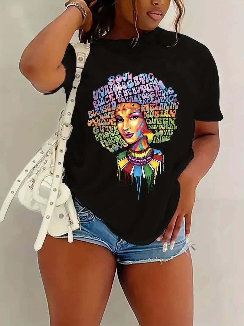 Black Girl Printed Short-sleeved T-shirt Black Is Beautiful